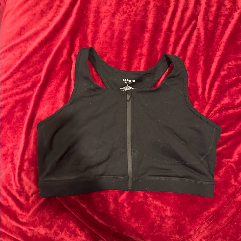 Torrid Black Front-Zip Sports Bra